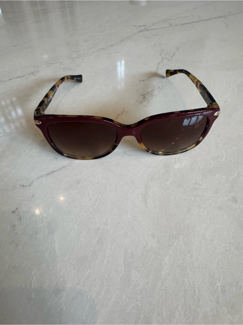 Coach Burgundy and Tortoiseshell Cat-Eye Sunglasses - Picture 5 of 10